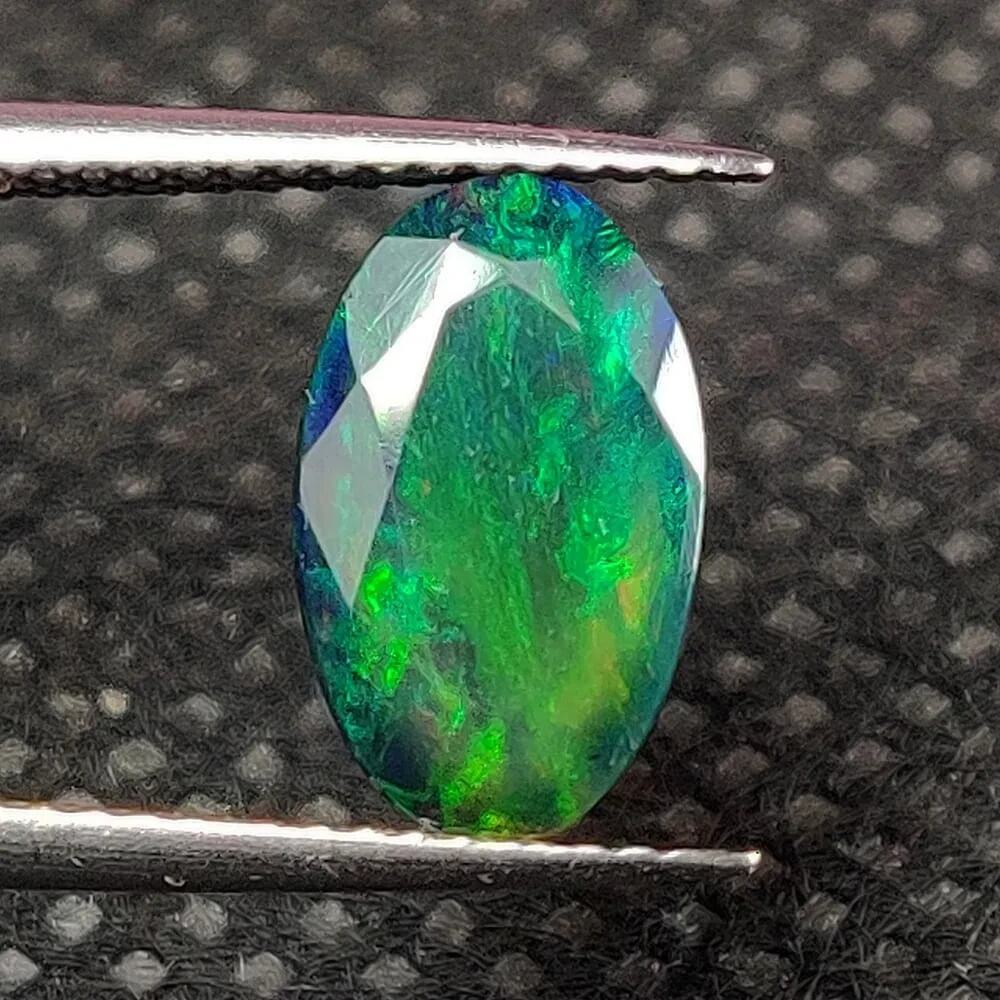 2.00 Ct Natural Black Fire Opal Oval Cut, Ethiopia